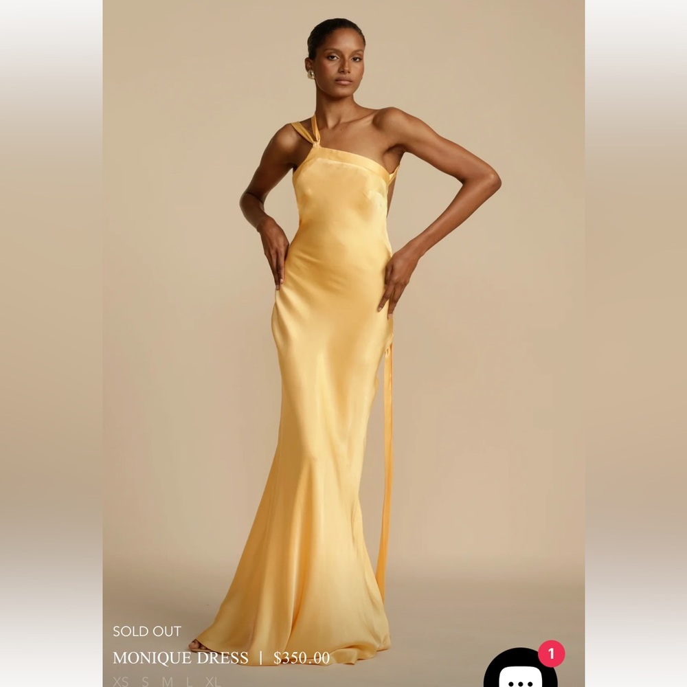 Golden yellow open back satin dress